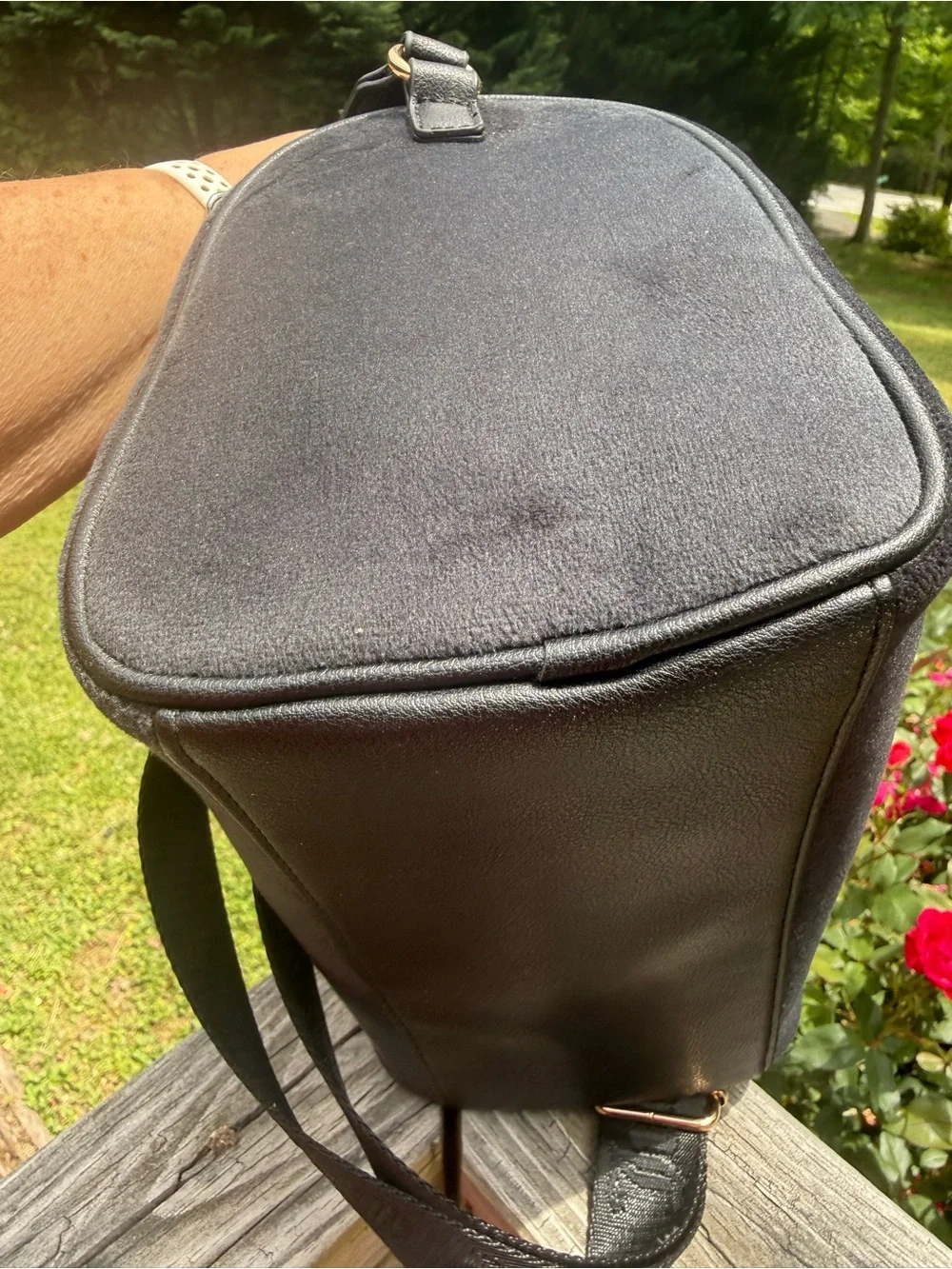 Juicy Couture Black Suede Satchel with Crystal Logo